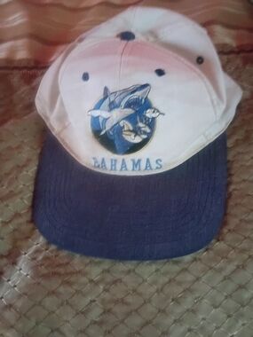 Bahamas Embroidered Baseball Cap - White &Navy Colors 1984